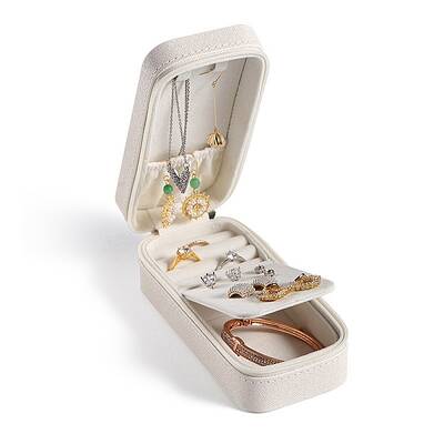 Mini PU Leather Jewelry Set Zipper Box