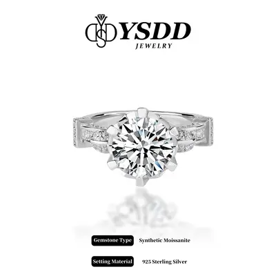 【#170 Wishing Fountain】3Carat Vintage Flower S925 Synthetic Moissanite Ring