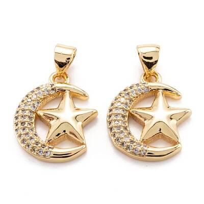 Brass Micro Pave Clear Cubic Zirconia Beads Pendant