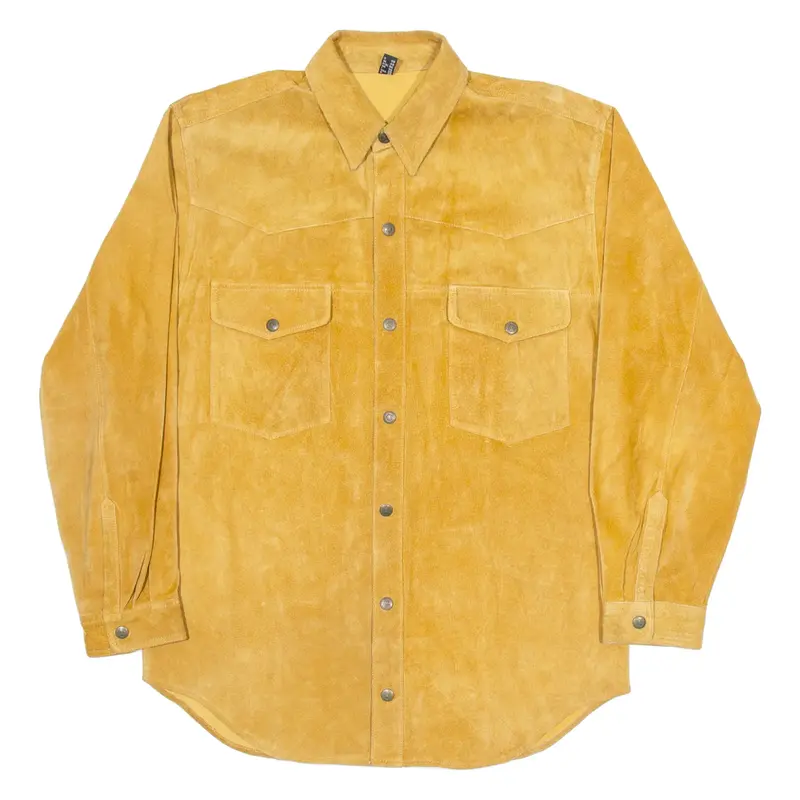 MEDE MONSIEUR Mens Plain Shirt Brown Long Sleeve M