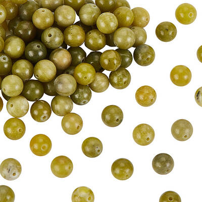 OLYCRAFT 94pcs Natural Peridot Beads 8mm Green Peridot Round Beads Olivine Beads Round Loose Beads Energy Stone for Bracelet ...