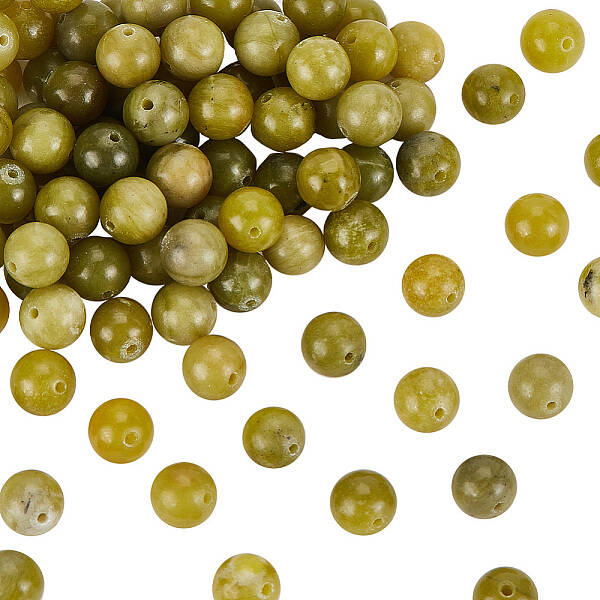 OLYCRAFT 94pcs Natural Peridot Beads 8mm Green Peridot Round Beads Olivine Beads Round Loose Beads Energy Stone for Bracelet ...