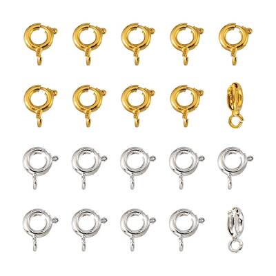 20Pcs 2 Colors Brass Spring Ring Clasps