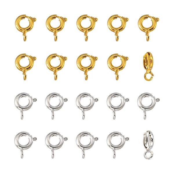 20Pcs 2 Colors Brass Spring Ring Clasps