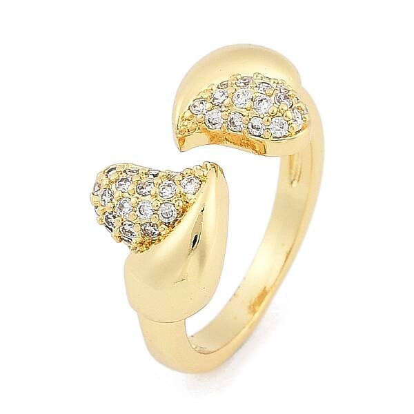 Brass Micro Pave Cubic Zirconia Cuff Rings