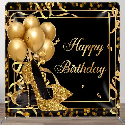 Aperturee Gold Balloon High Heels Fabric Backdrop Cover for Birthday - Aperturee