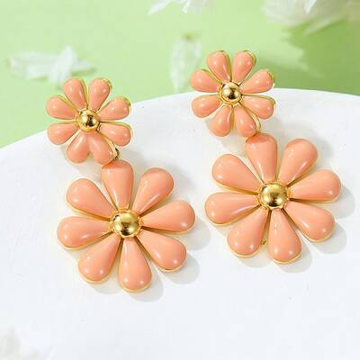 304 Stainless Steel Enamel Stud Earrings