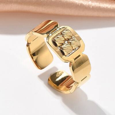 Square 304 Stainless Steel Open Cuff Rings for Women Men