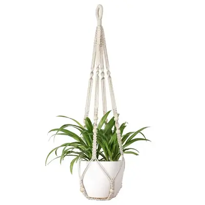 Home Decor Plant Hanger, 1 Count Room Decor Indoor Hanging Planter Basket with Wood Beads, Decorative Flower Pot Holder