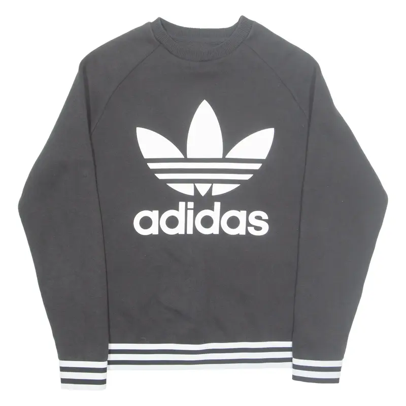 ADIDAS ORIGINALS Womens Sweatshirt Black Crew Neck UK 6