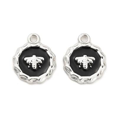 Rack Plating Alloy Black Enamel Pendants