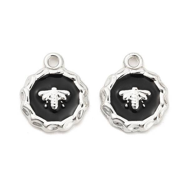 Rack Plating Alloy Black Enamel Pendants