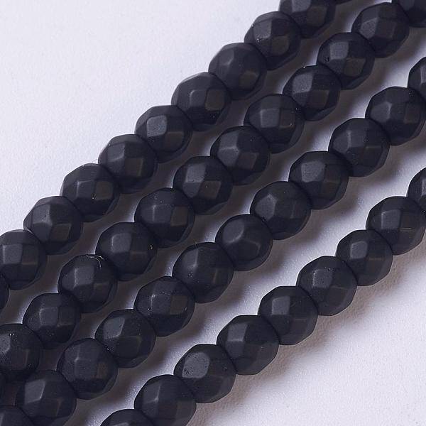 Synthetic Black Stone Beads Strands