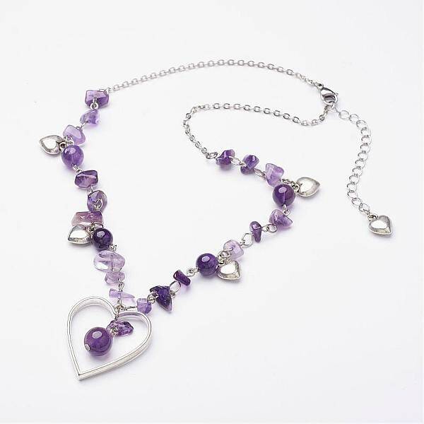 Natural Amethyst Pendant Necklaces