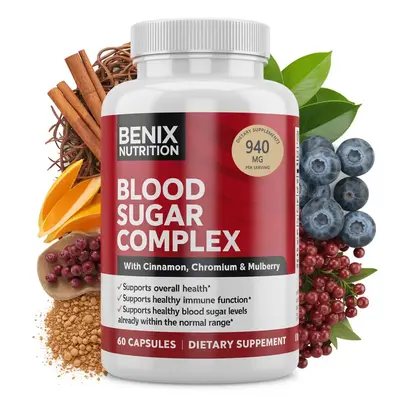 Blood Sugar Complex Supplement - Supports Healthy Blood Sugar Levels Already Within Normal Range All Natural with Cinnamon, B...