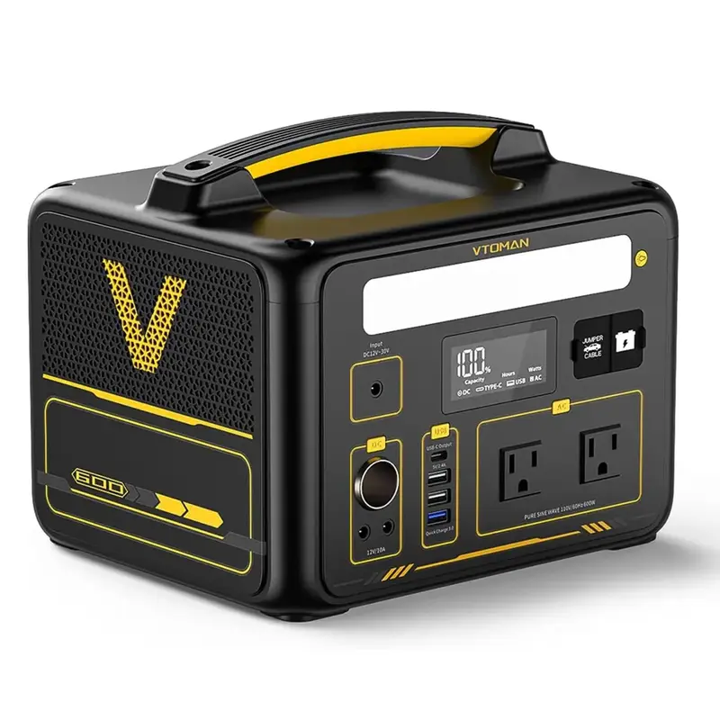 VTOMAN Jump 600X Portable Power Station 600W 1200W Peak 299Wh LiFePO4 Battery 2x 110V/600W AC Outlets 60W PD 12V DC Output fo...