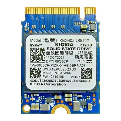 KGB40ZNS512G KIOXIA 512GB TLC PCI Express 3.0 x4 NVMe M.2 2230 Internal Solid State Drive