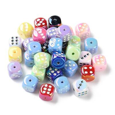 UV Plating Rainbow Iridescent Acrylic Enamel Beads