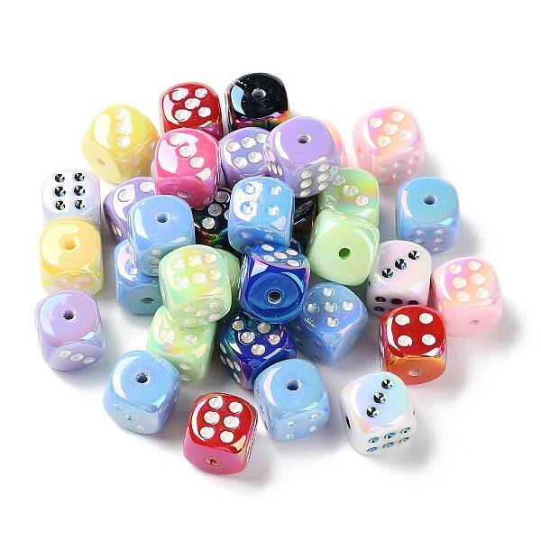 UV Plating Rainbow Iridescent Acrylic Enamel Beads