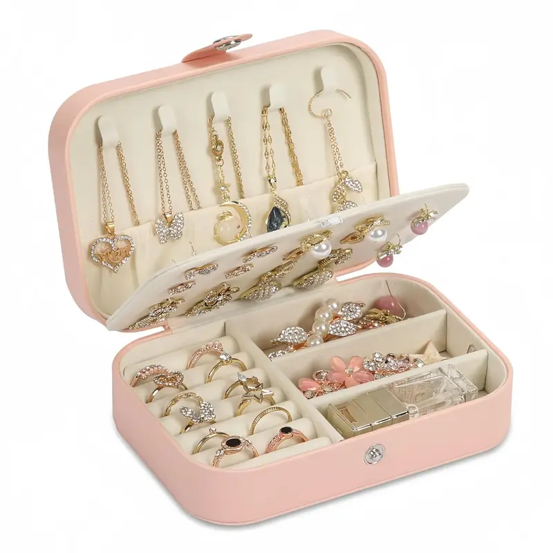 Jewelry Storage Box, 1 Count Portable Multi-grid Jewelry Organizer, Durable Storage Organizer, Casual Travel Jewelry Storage ...