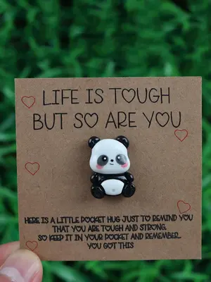 Cute Panda Design Pocket Hug, Inspirational Gift with Inspirational Quote for Your Best Friends and Family, Souvenir for Pand...