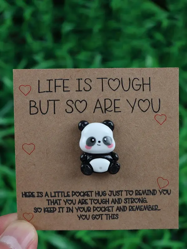 Cute Panda Design Pocket Hug, Inspirational Gift with Inspirational Quote for Your Best Friends and Family, Souvenir for Pand...