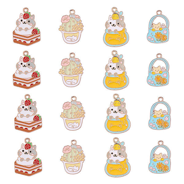 20Pcs 4 Style Alloy Enamel Pendants
