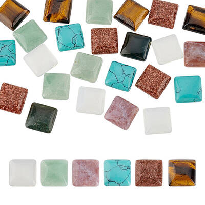24Pcs 6 Styles Natural & Synthetic Mixed Gemstone Cabochons