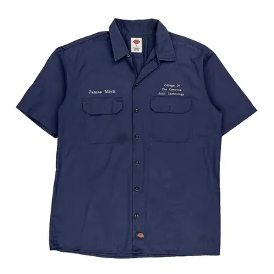 College Of The Canyons Auto Technology Dickies Short Sleeve Shirt - Large Blue Polyester Blend