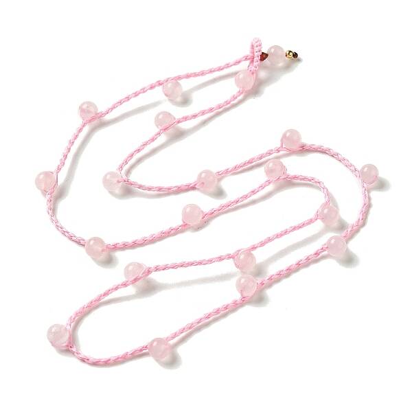 Natural Rose Quartz Braided Bead Necklacess