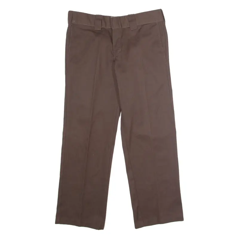 DICKIES Workwear Mens Twill Trousers Brown Slim Straight W30 L25
