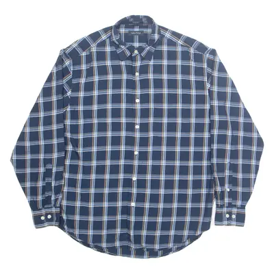 NAUTICA Mens Shirt Blue Check Long Sleeve L