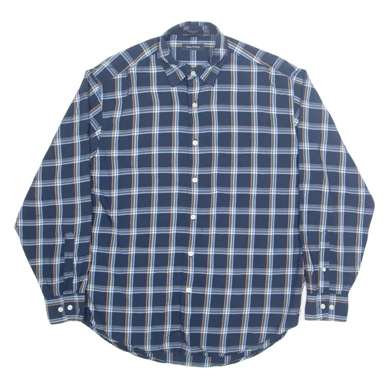 NAUTICA Mens Shirt Blue Check Long Sleeve L