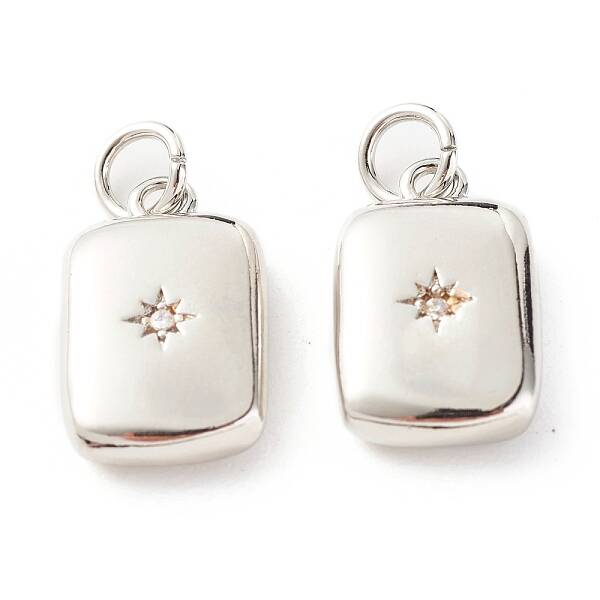 Brass Micro Pave Clear Cubic Zirconia Pendants
