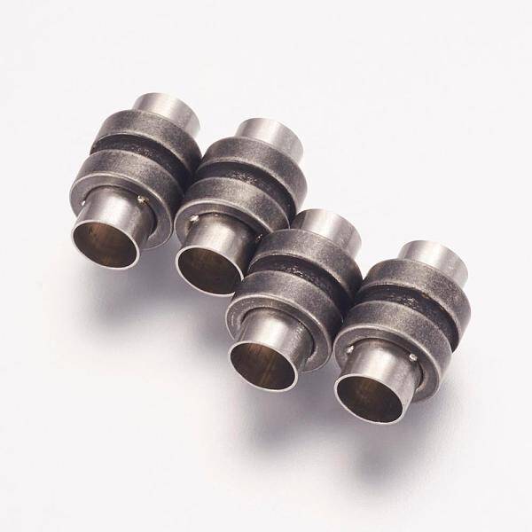304 Stainless Steel Magnetic Clasps with Glue-in Ends
