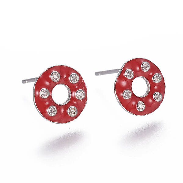 Brass Micro Pave Cubic Zirconia Ear Studs