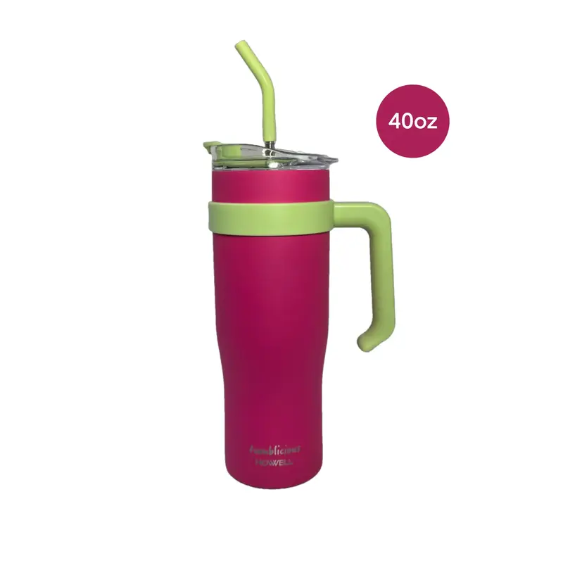 1 Pack Tumbler with handle, Stainless Steel, Double-walled, Tumbler with Handle and Straw, Leak Proof, Spill Proof, Vacuum In...