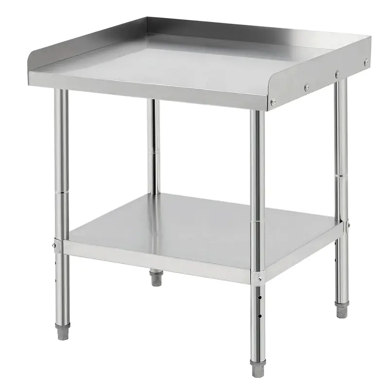 Garvee 28L x 24W x 30H Grill Stand Table NSF Certified Stainless Steel 400 lbs Capacity Adjustable Legs 2 Edge Baffle Loc...
