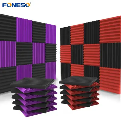 12/24/48 Pack Acoustic Panels 1 X 12 X 12 Inches - Sound Proof Foam Panels for Walls, High Desnsity Studio Soundproofing Wedg...