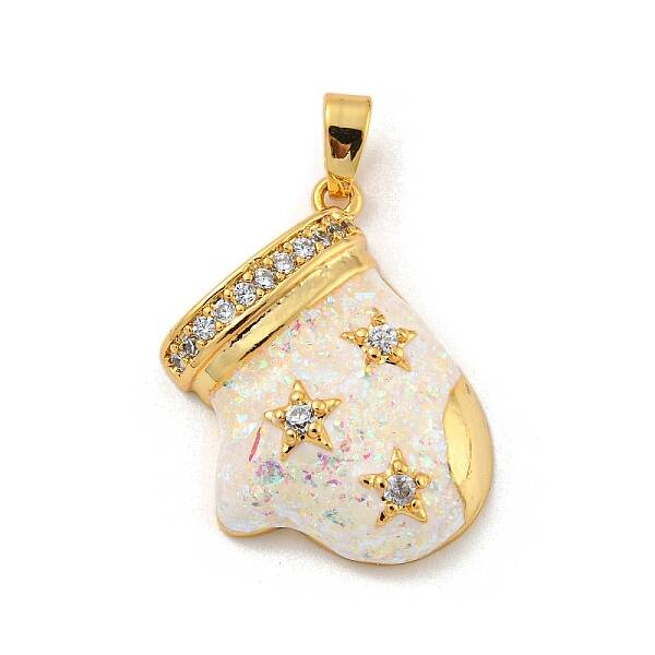 Christmas Brass Micro Pave Cubic Zirconia Pendant