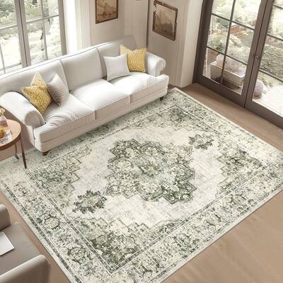 Garvee Living Room Rugs 6x9 Washable, Soft Vintage Large Area Rugs for Bedroom Boho Farmhouse Low Pile Non-Slip Indoor Carpet...