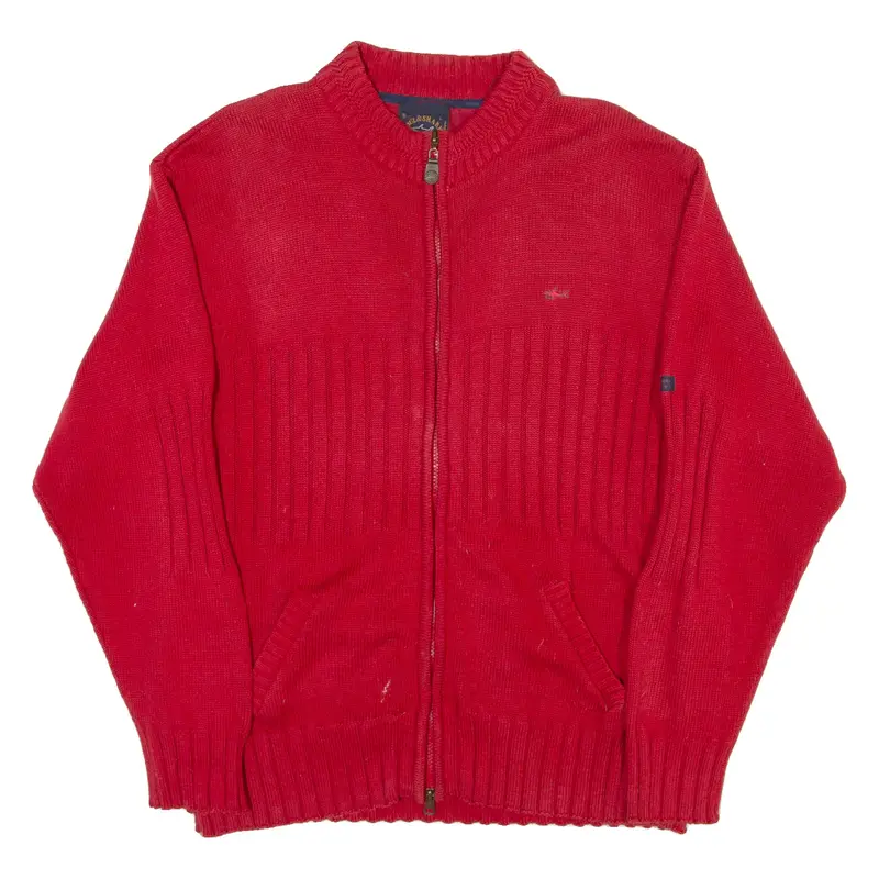 PAUL & SHARK Mens Jumper Red High Neck Chunky Knit L