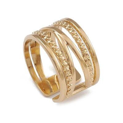 Ion Plating(IP) 304 Stainless Steel Criss Cross Open Cuff Rings for Women