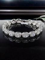 Elegant Rhinestone Decorated Artificial Gemstone Matching Link Bracelet, Luxury Elegant Hand Jewelry for Girls Gift, Fashion ...