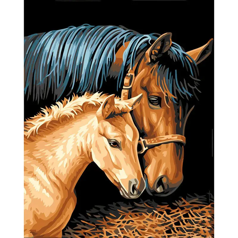DIY Diamond Painting Animal Horse Embroidery CrossStitch | style: A | Painting style: Square | Painting size: 80x120cm
