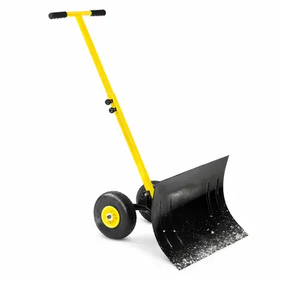 Garvee Snow Shovel with Wheels,29.1 W x 16.5 H Heavy Duty Snow Pusher for Driveway,Ergonomic Snow Pusher Shovel with Snow R...