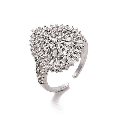 Brass Micro Pave Cubic Zirconia Open Cuff Rings