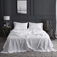Simple&Opulence 100% Washed Linen Sheet Set, Natural France Flax Bed Sheet Breathable,Ultra Soft,Farmhouse Bedding (Flat Shee...