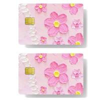 Flower Pattern Credit Card Sticker, 2 Counts/set Removable Thin Digital Printing Personalized Kit, Debit Card Protective Film