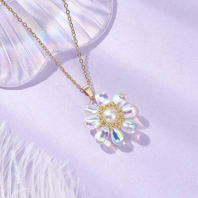 Glass & Glass Pearl Beads Pendants Necklaces for Women